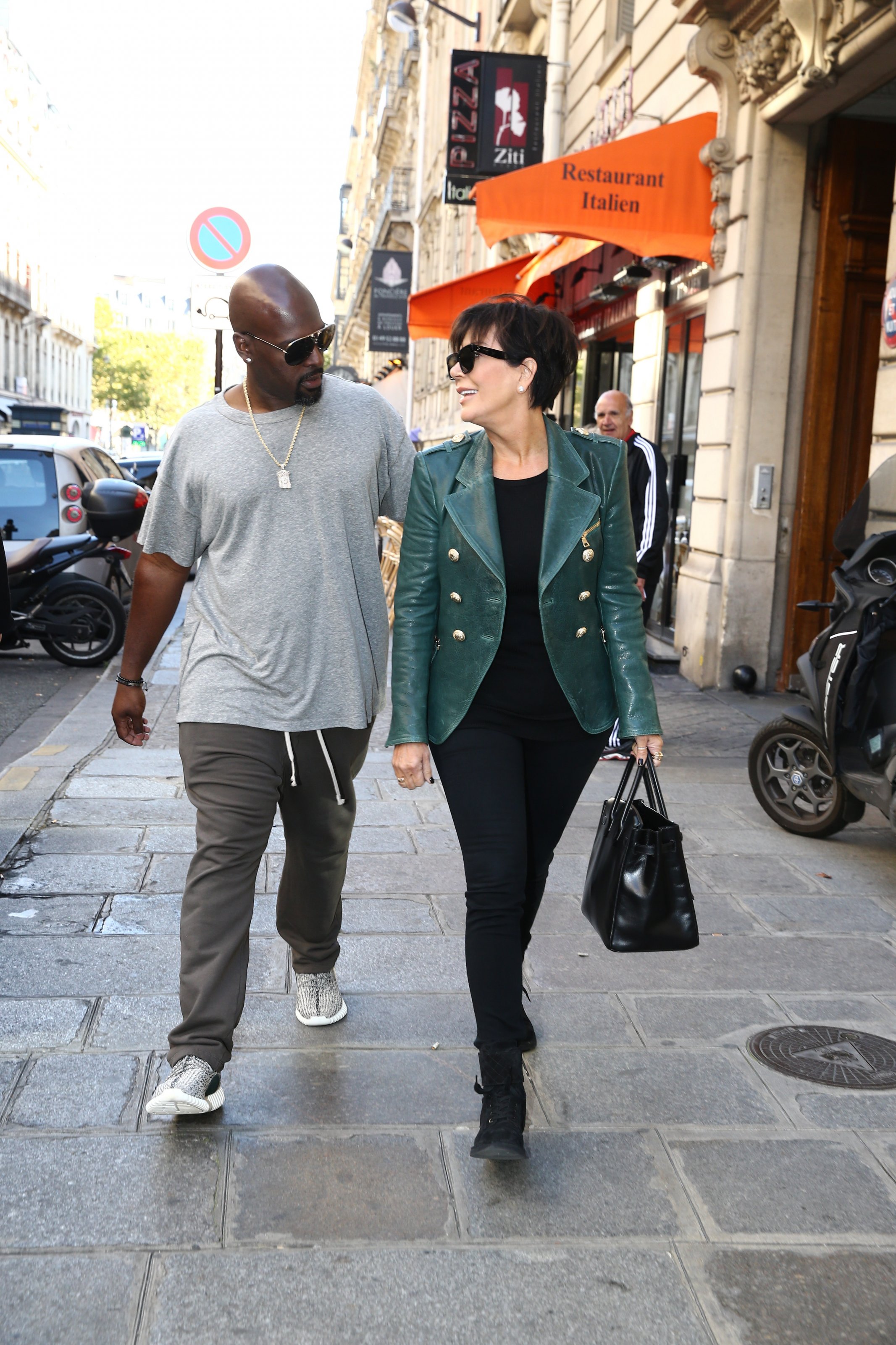 Kendall Jenner, Kris Jenner and her boyfriend Corey Gamble leaving Balmain showroom in Paris, France on September 30, 2015. Photo by ABACAPRESS.COM
