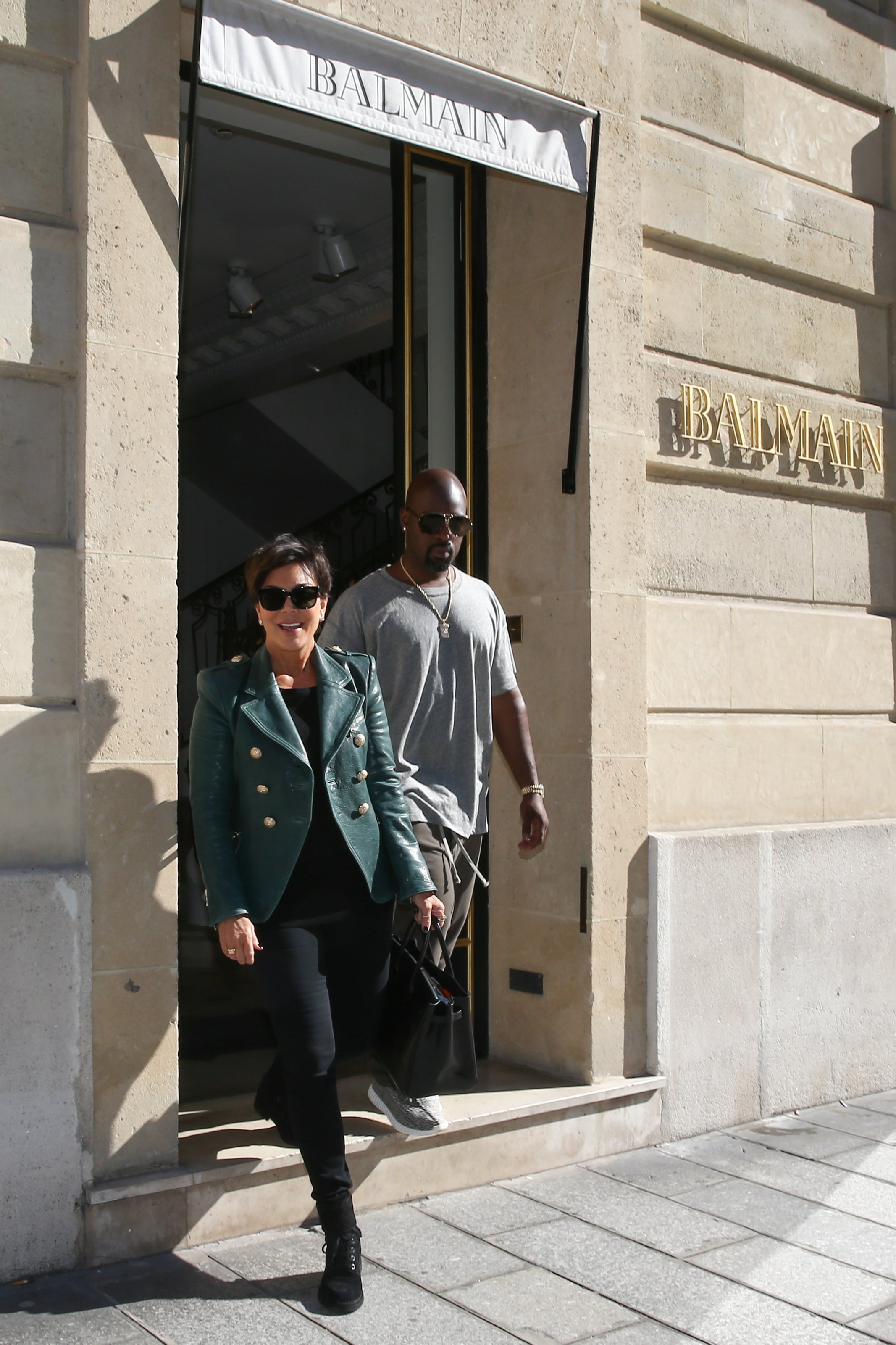 Kris Jenner and her boyfriend Corey Gamble leaving Balmain showroom in Paris, France on September 30, 2015. Photo by ABACAPRESS.COM